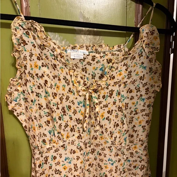 Vintage Floral Spaghetti Strap slip ruffle Dress - Picture 3 of 6